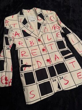 Loud 1990's Vintage MOSCHINO cheap & Chic crossword print blazer suit jacket